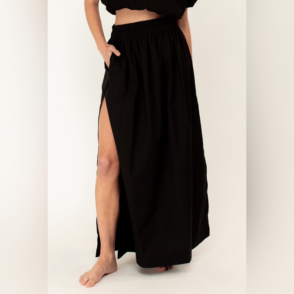 Mikoh Red Maxi Skirt with Side Slit DELIA SKIRT